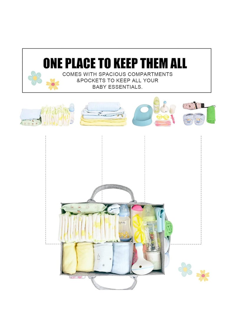 Felt cloth storage bag baby diaper box storage box stroller storage box felt baby basket baby diaper wipes portable tote bag  - Image 3
