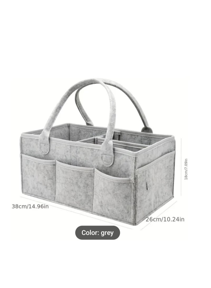 Felt cloth storage bag baby diaper box storage box stroller storage box felt baby basket baby diaper wipes portable tote bag  - Image 2