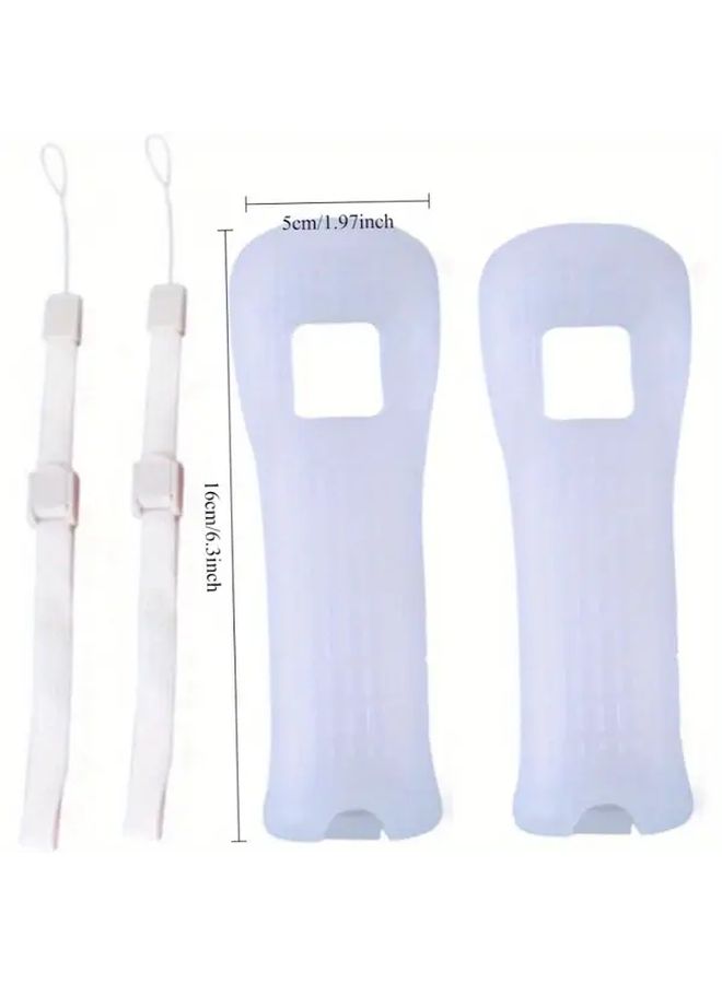 2 Pack Upgraded Protective Case Wii Controller Silicone Cover With Wrist Strap Anti Drop Scratch Resistant Ergonomic Design Compatible With Wii Remote Classic Controllers Durable Gray White Cord Enhanced Grip Comfort - Image 2