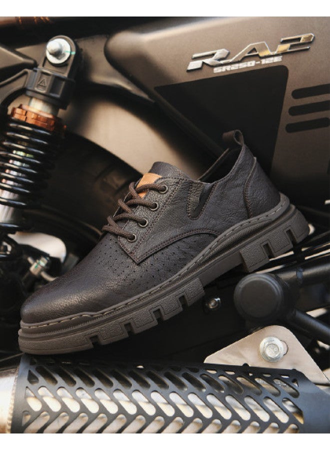 HLA Men's Shoes Business Casual Leather Shoes Men's Business Formal Young Perforated Leather Shoes Men's British Style Leather Shoes Men - Image 1