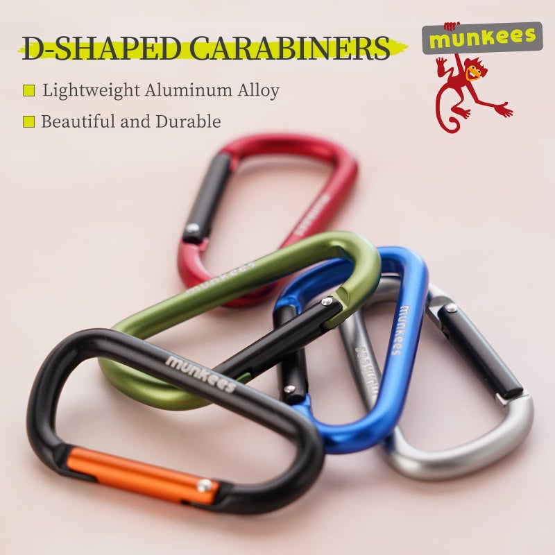 munkees Small Carabiner Clip Keychain 2 Pack, Mini Caribeener 2 inch to 3" for Keys Aluminum Alloy Biner Lightweights for Bottle Buckle, Backpack Hook(2-Pack,X-Small,Black) - Image 2