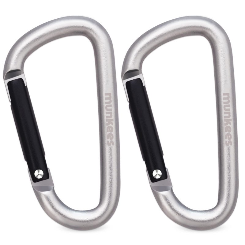 munkees Small Carabiner Clip Keychain 2 Pack, Mini Caribeener 2 inch to 3" for Keys Aluminum Alloy Biner Lightweights for Bottle Buckle, Backpack Hook(2-Pack,X-Small,Black) - Image 1