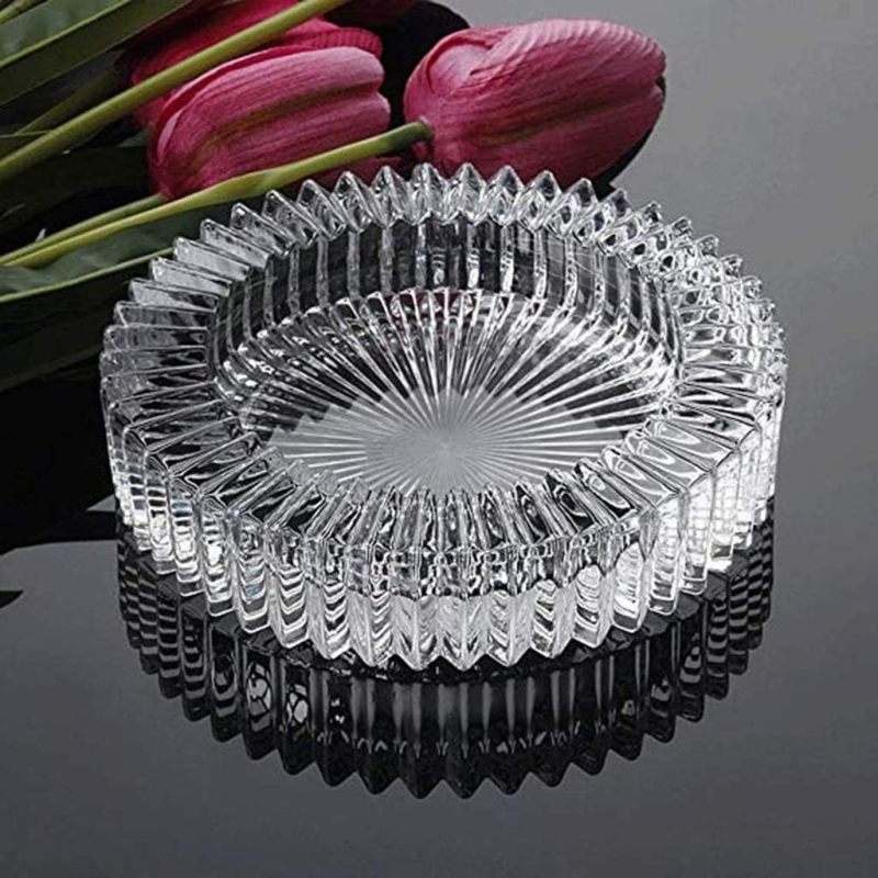 Round Glass Ashtray: 6-Inch Transparent Thick Lead-Free Glass, Tribal Design Elevates Decor, Multipurpose Glass Bowl - Easy Clean Surface, Decorative Candy Dish for Home Office Coffee Table Decor Hous - Image 3