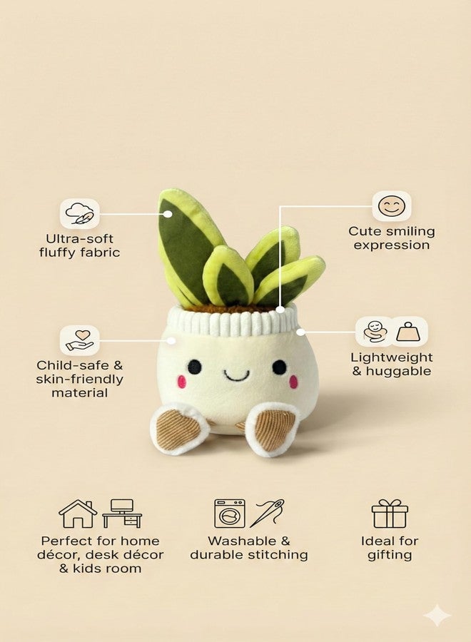 TeraaBliss Cute Plush Plant Toy with Smiling Face & Dangling Legs - Soft Stuffed Figure for Kids, Room Decor Gift (Light Pink with Roses) - Image 3