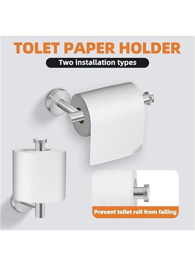 5-Pieces Bathroom Hardware Set 304 Stainless Steel Round Wall Mounted - Includes 15.74 Hand Towel Bar, Toilet Paper Holder, 3 Robe Towel Hooks,Bathroom Accessories Kit, Sliver (84-01) - Image 5