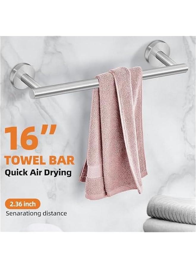 5-Pieces Bathroom Hardware Set 304 Stainless Steel Round Wall Mounted - Includes 15.74 Hand Towel Bar, Toilet Paper Holder, 3 Robe Towel Hooks,Bathroom Accessories Kit, Sliver (84-01) - Image 2