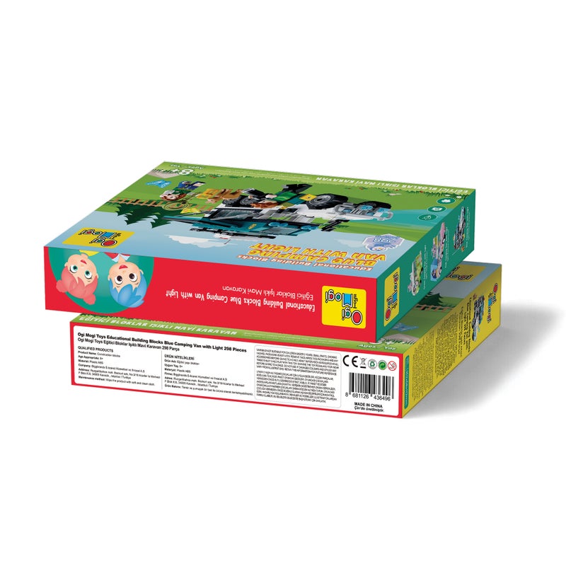 أوجي موجي تويز فان تخييم أزرق مزود بأضواء، ألعاب مكعبات تركيب، 298 قطعة، نشاط لعب تمثيلي للأطفال من عمر 8 سنوات فما فوق، لتنمية الإبداع، هدية للأولاد والبنات - Image 5