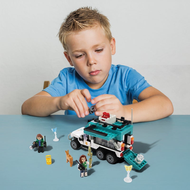 أوجي موجي تويز فان تخييم أزرق مزود بأضواء، ألعاب مكعبات تركيب، 298 قطعة، نشاط لعب تمثيلي للأطفال من عمر 8 سنوات فما فوق، لتنمية الإبداع، هدية للأولاد والبنات - Image 4