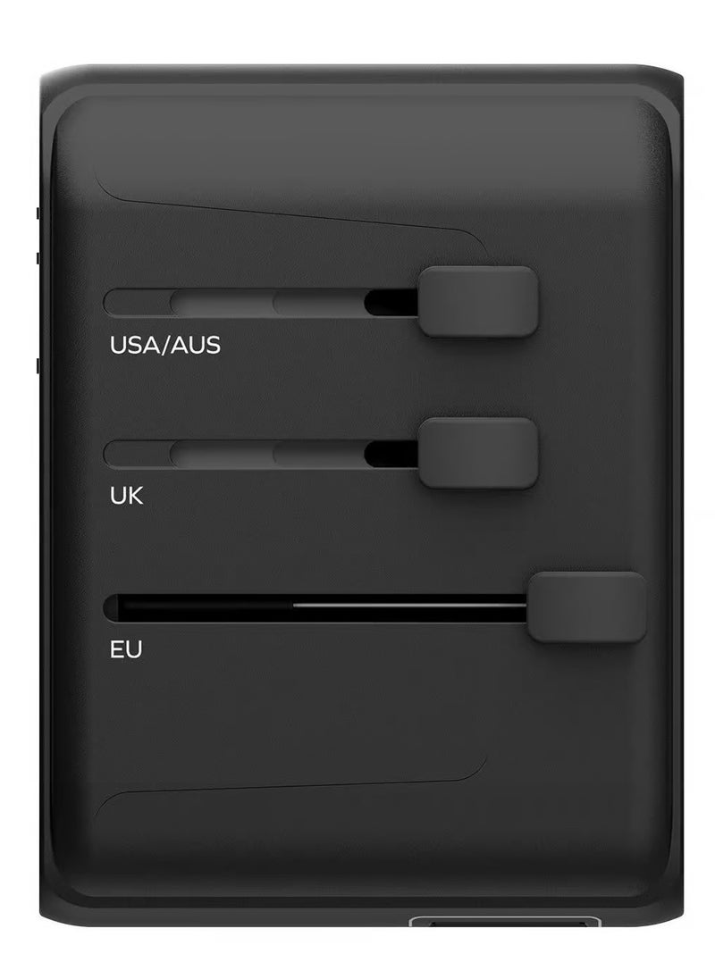 Momax - MOMAX UA9D 1-World 35W 5-Port+AC Travel Adapter (2xUSB, 3xUSB-C PD3.0) Black - Image 1