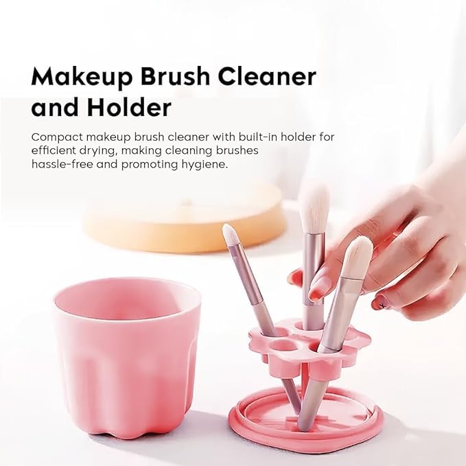 Ncry Makeup Brush Cleaner  Holder  Portable Makeup Brush Scrubber With Drying Rack Cover  Cosmetic Brush Cleaning Bowl  Drawing Paint Brush Rinse  Cleaner Cup Set of 1Multicolor - Image 4