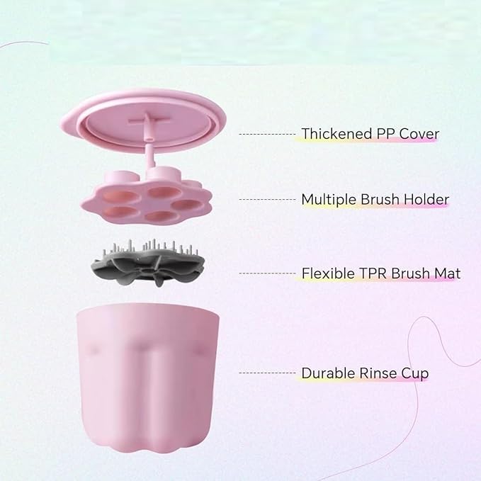 Ncry Makeup Brush Cleaner  Holder  Portable Makeup Brush Scrubber With Drying Rack Cover  Cosmetic Brush Cleaning Bowl  Drawing Paint Brush Rinse  Cleaner Cup Set of 1Multicolor - Image 3