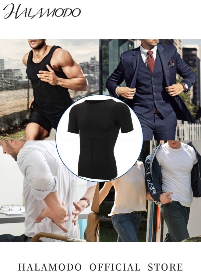 HALAMODO - Men's Shapewear Body Shaper Slimming Undershirts Compression Shirts Slim Fit Undershirt Pullover Thin Lightweight Sport Shirt - Image 1