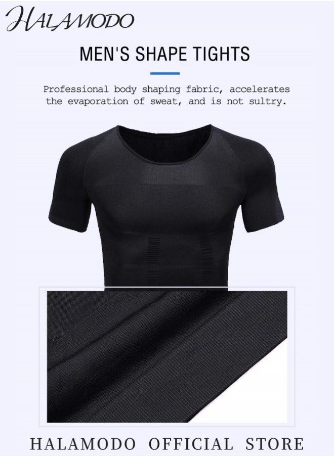 HALAMODO - Men's Shapewear Body Shaper Slimming Undershirts Compression Shirts Slim Fit Undershirt Pullover Thin Lightweight Sport Shirt - Image 1
