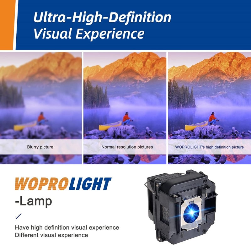 Woprolight V13H010L60 Compatible with Epson-elp lp60 EB-2020 EB-2060 EB-420 H384A H387A H387B H387C H447A BrightLink 425Wi PowerLite 420 Replacement Projector Lamp Bulb with Housing - Image 3