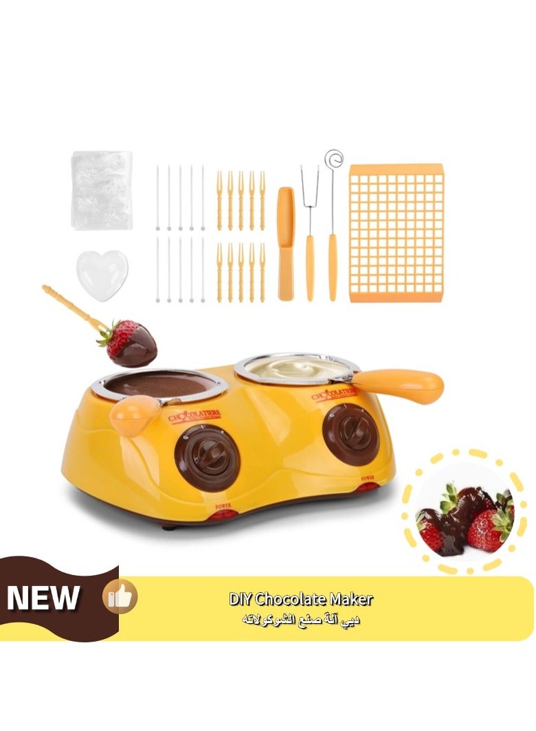 MOMOSO Chocolate Melting Pot Electric Chocolate Fondue Mini Fondue Candy Maker With Double Melting Pot For Milk Chocolate Cheese Butter Candy Yellow  - Image 1
