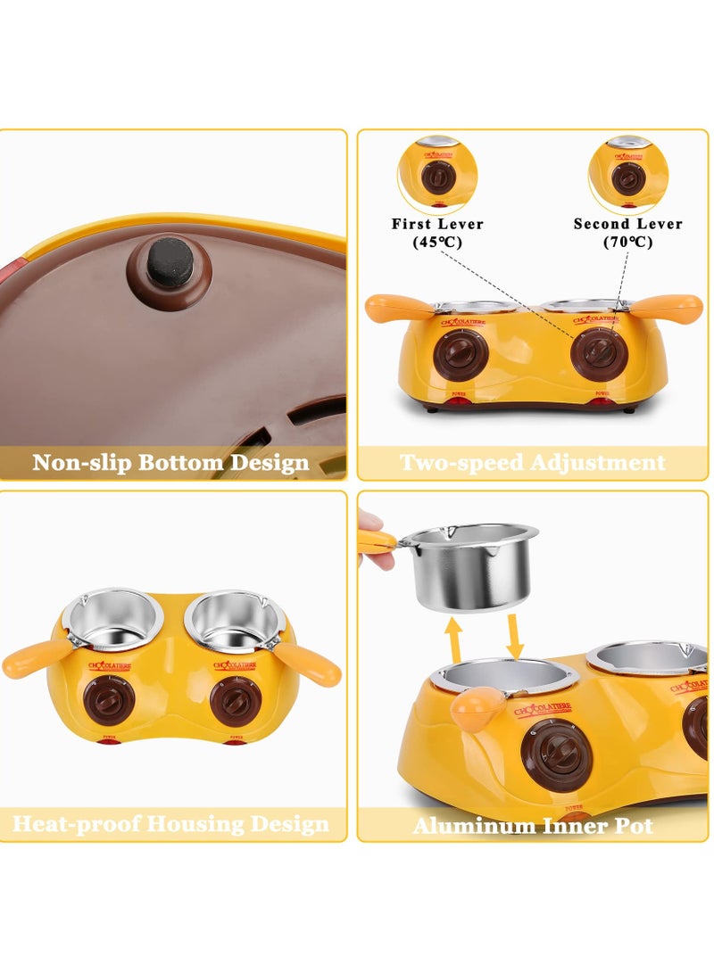 MOMOSO Chocolate Melting Pot Electric Chocolate Fondue Mini Fondue Candy Maker With Double Melting Pot For Milk Chocolate Cheese Butter Candy Yellow  - Image 2