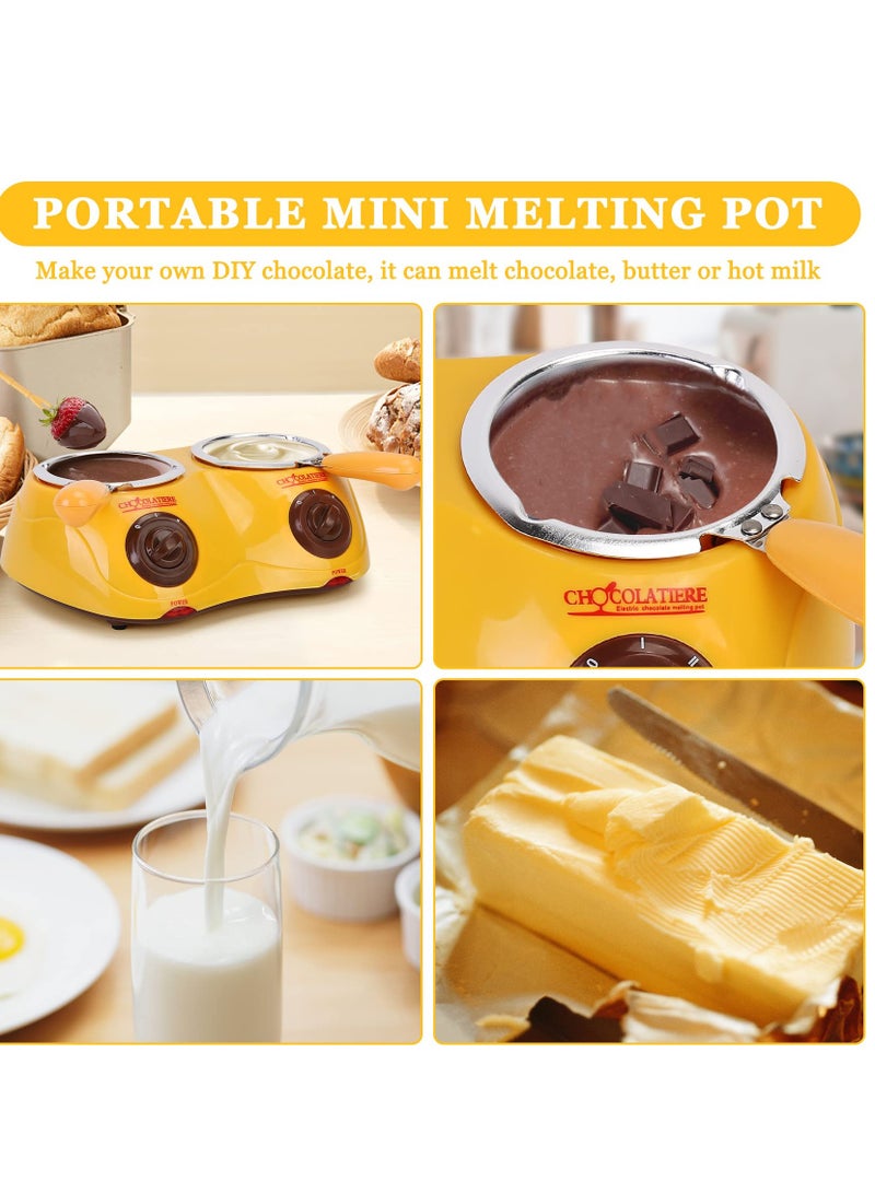 MOMOSO Chocolate Melting Pot Electric Chocolate Fondue Mini Fondue Candy Maker With Double Melting Pot For Milk Chocolate Cheese Butter Candy Yellow  - Image 3