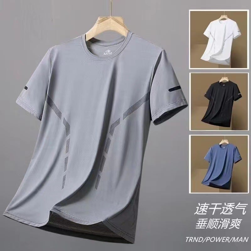 Summer Ice Silk Short-Sleeved T-Shirt Men'S Quick-Drying Mesh Loose Plus Size Men'S All-Match White Short-Sleeved T-Shirt Men'S T-Shirt - Image 3