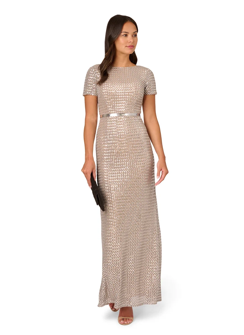 Adrianna Papell Betled Sequin Maxi Dress