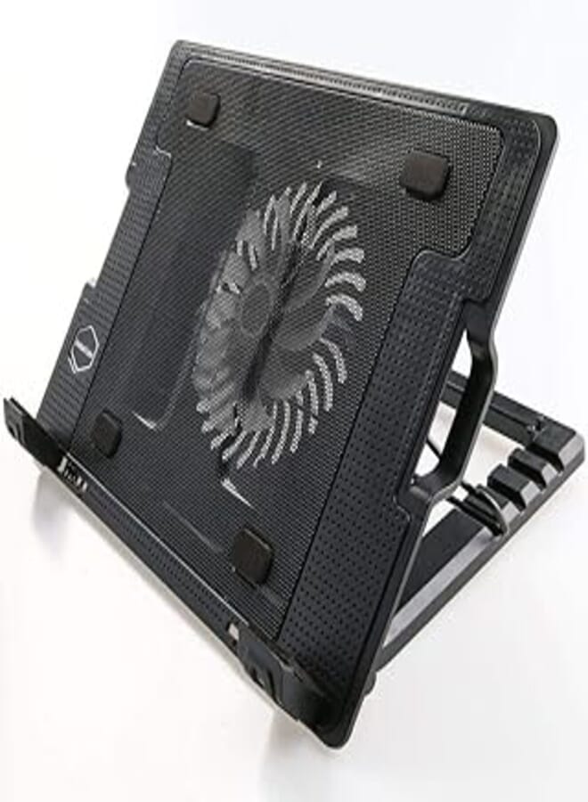 OR Adjustable Laptop Cooling Pad Stand and Blue LED USB Hub, 9-17in, Black