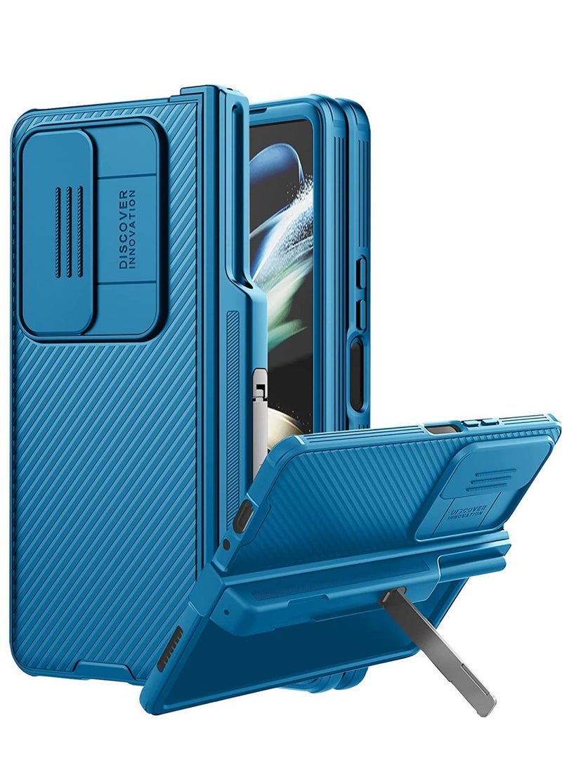 Raxoom for Samsung Galaxy Z Fold 4 Case with Kickstand & Slide Camera Cover, Hinge Protection with S Pen Holder 360° All-Inclusive Protective Case for Samsung Galaxy Z Fold 4 5G (Blue) - Image 1