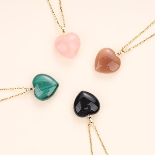 COAI 18K Gold Plated Stainless Steel Heart Necklace for Women, Rose Quartz Necklace for Women - Image 5