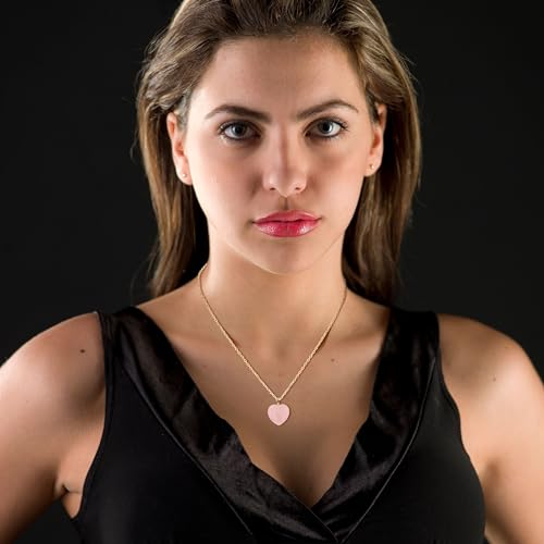 COAI 18K Gold Plated Stainless Steel Heart Necklace for Women, Rose Quartz Necklace for Women - Image 2