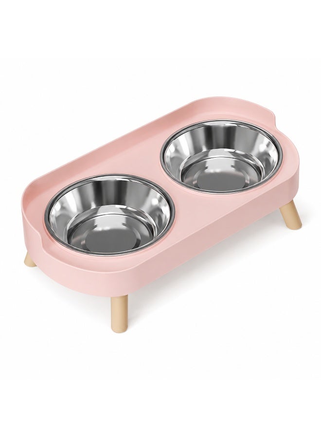Elevated Double Pet Food & Water Bowl for Cats & Small Dogs – Rust-Resistant Stainless Steel Bowls - Image 1