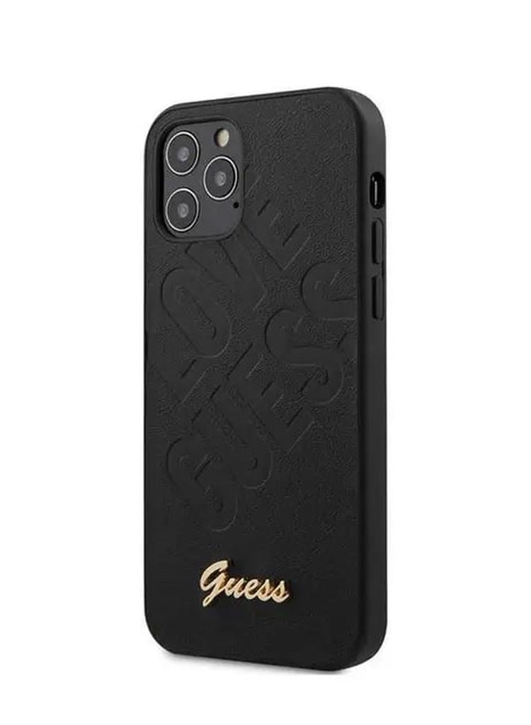 GUESS PU Iridescent ''LOVE'' Debossed Case w/ Metal Logo for iPhone 12 / 12 Pro (6.1") - Black - Image 2