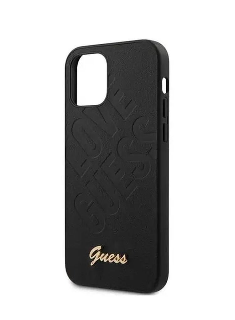 GUESS PU Iridescent ''LOVE'' Debossed Case w/ Metal Logo for iPhone 12 / 12 Pro (6.1") - Black - Image 4