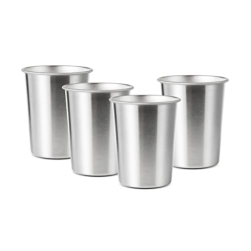 YOLCAR 4Pack 6oz Small Stainless Steel Cups, BPA Free Healthy Pint Drinking Cups Metal Drinking Glasses ​For Kids (Silver, 170ml/6oz) - Image 1