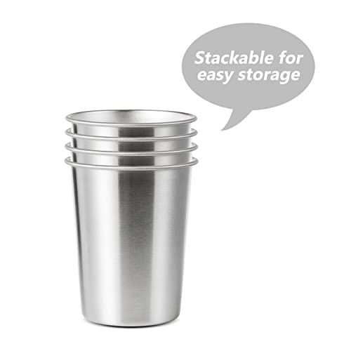 YOLCAR 4Pack 6oz Small Stainless Steel Cups, BPA Free Healthy Pint Drinking Cups Metal Drinking Glasses ​For Kids (Silver, 170ml/6oz) - Image 3
