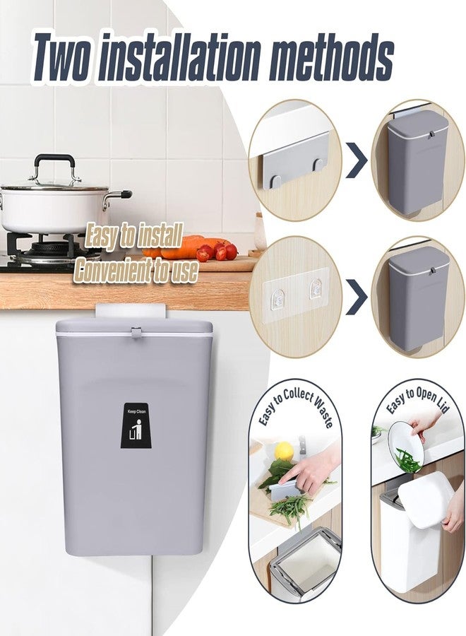 Xpandio 10 L Kitchen Compost Bin for Counter Top or Under Sink, Hanging Small Trash Can with Lid for Cupboard/Bathroom/Bedroom/Office/Camping, Mountable Indoor Compost Bucket (Grey) - Image 4