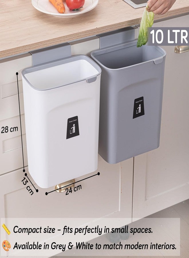 Xpandio 10 L Kitchen Compost Bin for Counter Top or Under Sink, Hanging Small Trash Can with Lid for Cupboard/Bathroom/Bedroom/Office/Camping, Mountable Indoor Compost Bucket (Grey) - Image 2