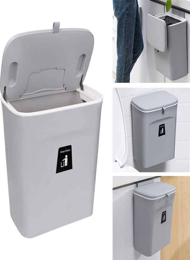 Xpandio 10 L Kitchen Compost Bin for Counter Top or Under Sink, Hanging Small Trash Can with Lid for Cupboard/Bathroom/Bedroom/Office/Camping, Mountable Indoor Compost Bucket (Grey) - Image 1