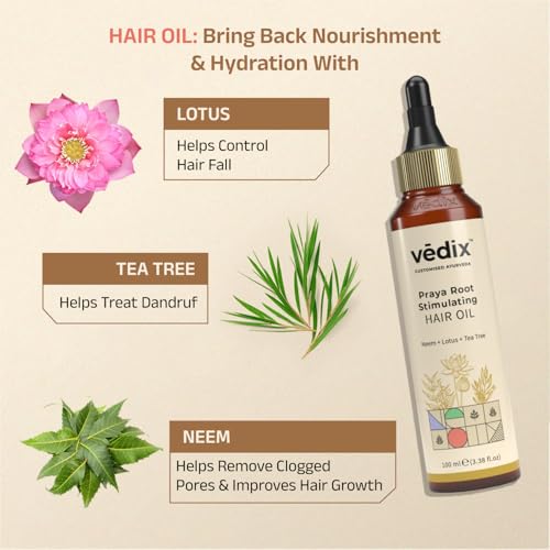Vedix Ayurvedic Shampoo and Hair Oil Combo Pack for Normal/Oily with Oily Scalp & Wavy/Curly Hair - 200 ml - Image 2