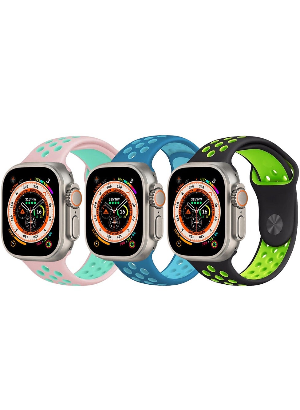 3 Pack For Apple Watch 49mm 45mm 44mm 42mm Silicone Sport Band Nike Strap Compatible With iWatch Series Ultra/8/7/SE/6/5/4/3/2/1