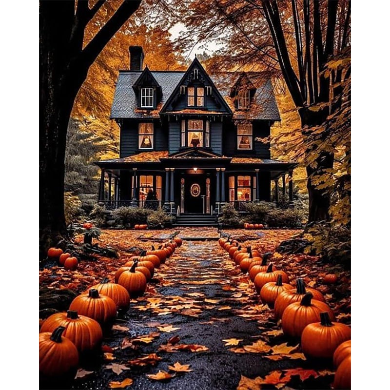 Landscape Paint by Number for AdultsPaint by Numbers for Adults Halloween House Painting by Numbers for Gift Home Wall Decor Halloween 16x20 inch