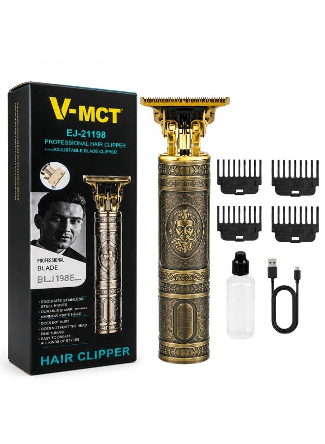 Lukadah Hair Trimmer for Men – Cordless Beard Trimmer Machine with T-Blade, Zero Gap Hair Cutting Trimmer, USB Rechargeable Gold Electric Trimmer for Beard, Hair Styling, Fade & Detailing - Image 1