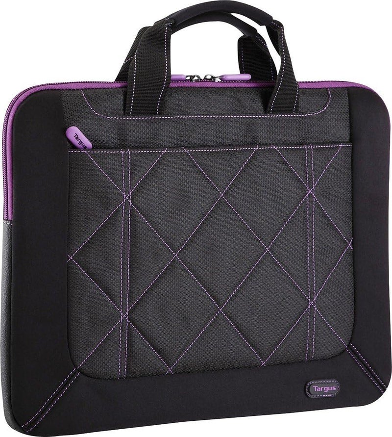 targus 16-inch Pulse Laptop Sleeve Slipcase - for 16" Laptops, Modern Design, Plush Interior, Womans Computer Bag, Black/Purple (TSS57401US) - Image 2