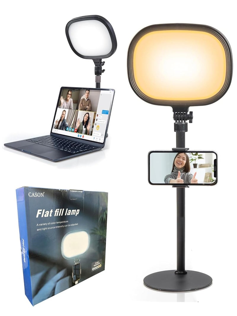 CASON مصباح مفتاح لوح للتصوير الفيديو يوتيوب، حامل ثلاثي مع ضوء بخمسة درجات حرارة 3200K-5600K، سطوع قابل للتعديل 1455 لومن، CRI 95+ مع حامل قابل للتمديد لإنشاء المحتوى. - Image 1