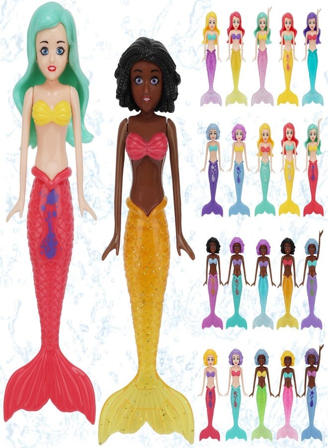 HEYTIMI 20 Pack Colorful Mermaid Diving Toys - Underwater Sinking Pool Toys for Kids Girls Ages 3-12, Summer and Spring Fun Bath & Pool Games, Non-Repeating Styles, Glittery Sparkle Tails - Image 1