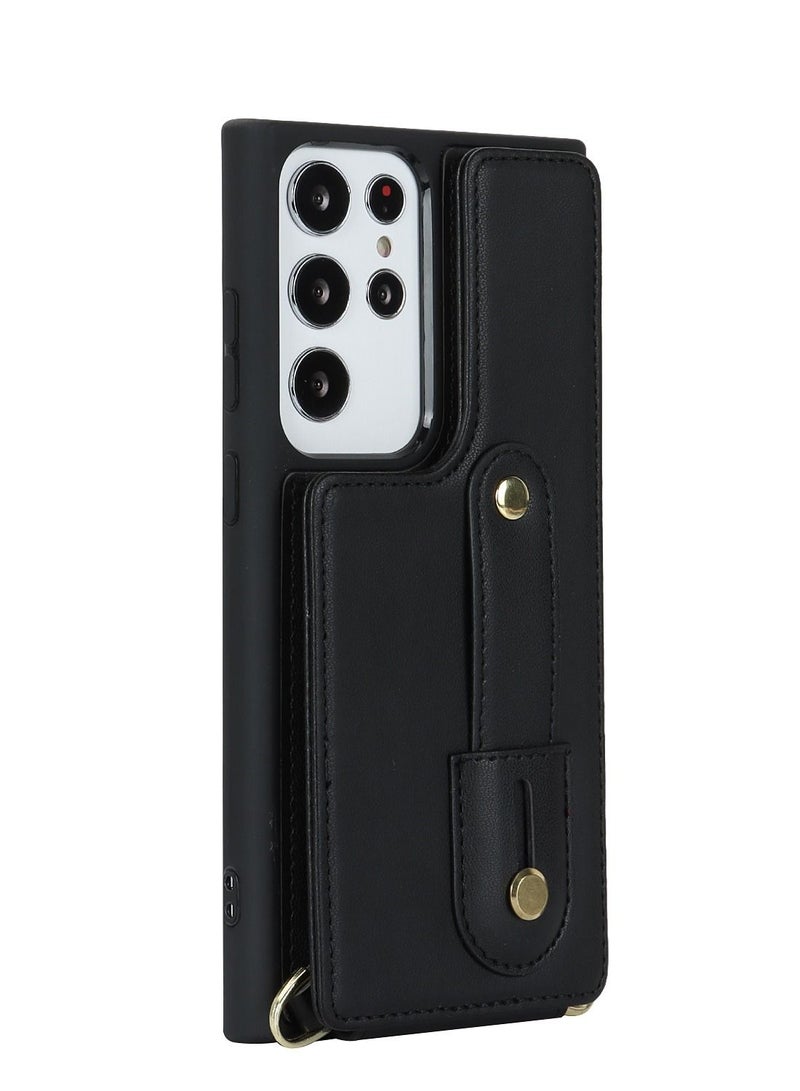 Suteni Back Cover Wristband Card Slots Leather Phone Case for Samsung - Image 1
