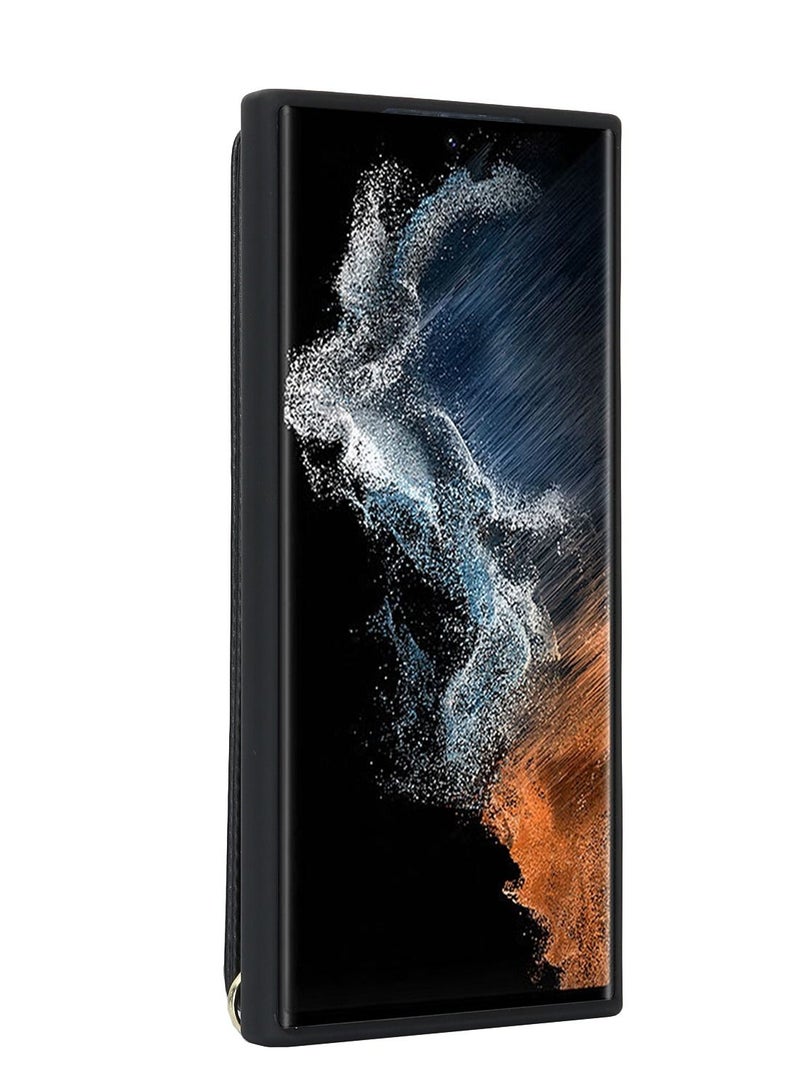 Suteni Back Cover Wristband Card Slots Leather Phone Case for Samsung - Image 2