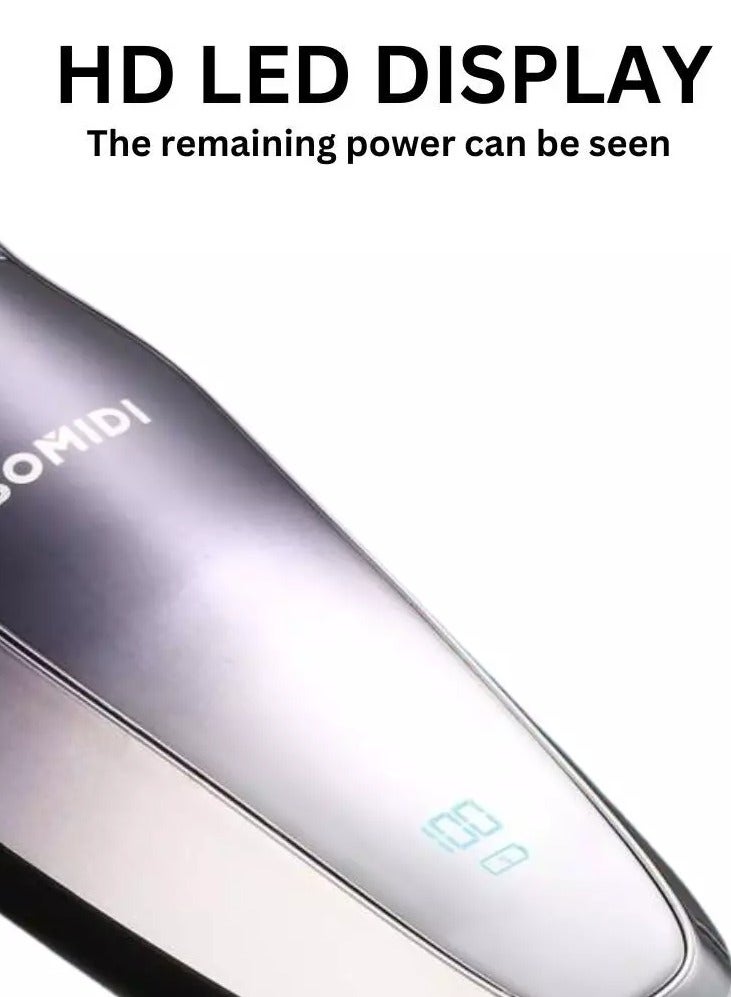 Bomidi M5 Electric Shaver Wireless Electric Razor Beard Trimmer Wet & Dry Hair Shaver Rechargeable Type-C IPX7 Waterproof - Black - Image 2