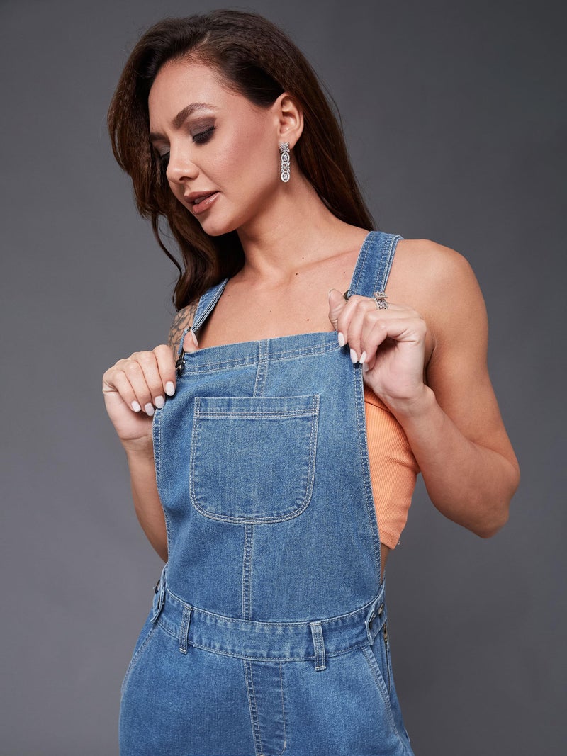Miss Chase Women's Blue Denim Dungaree(MCSS18DEN04-07-115-30_Blue_30) - Image 3