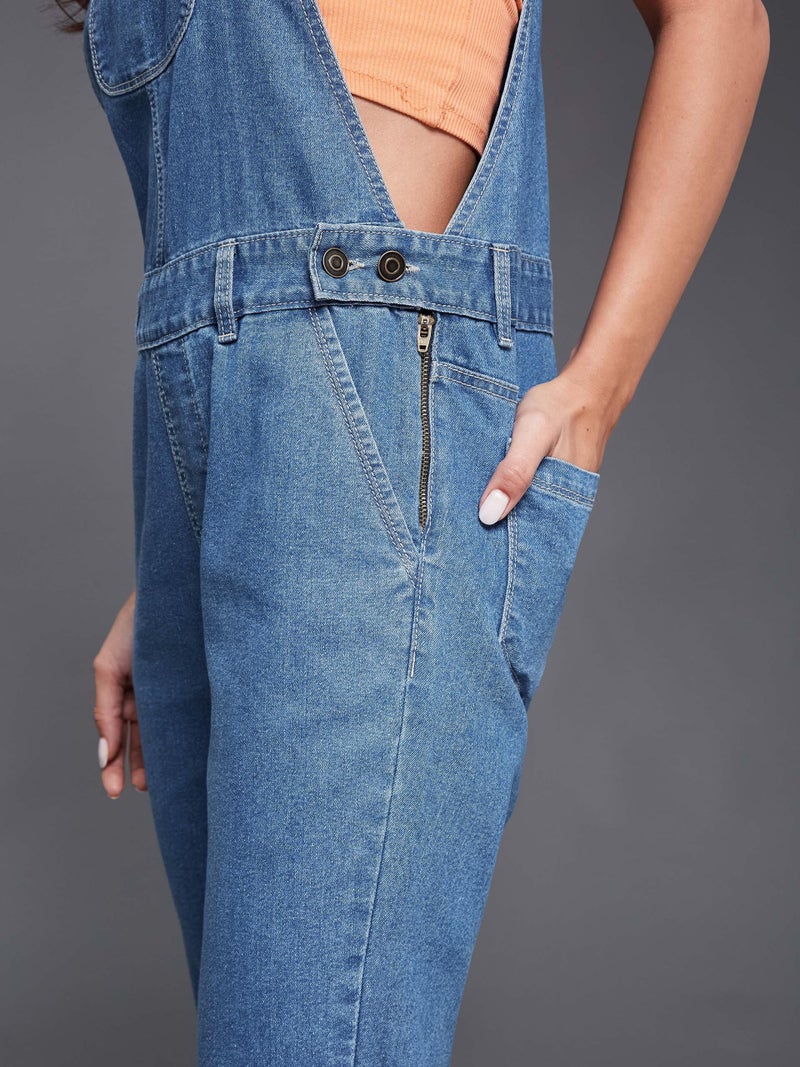 Miss Chase Women's Blue Denim Dungaree(MCSS18DEN04-07-115-30_Blue_30) - Image 2