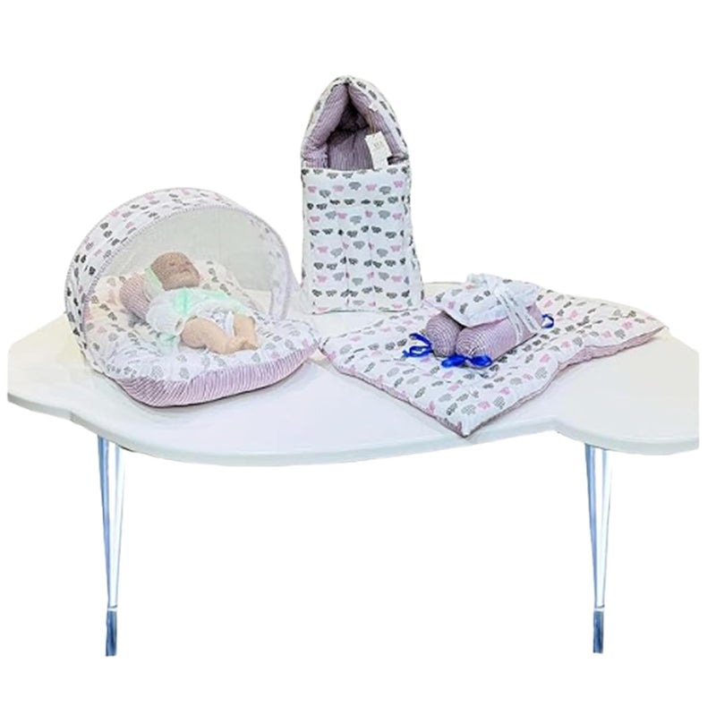 Infantbond Complete Bedding Set Essentials Combo for Baby 06 MonthsCloud line LavenderNormal - Image 1