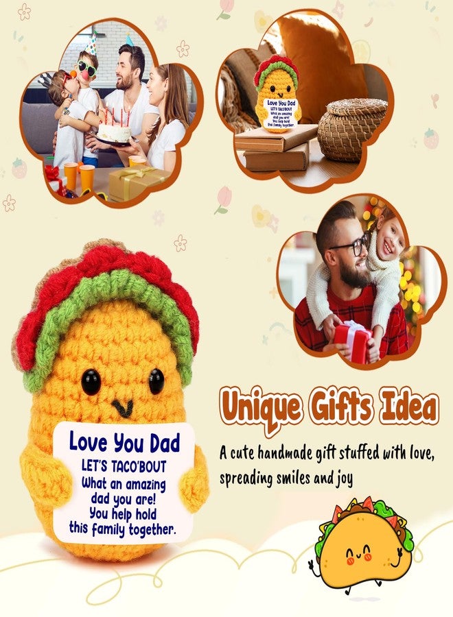 LuoHere Dad Birthday Gift from Daughter Son Happy Birthday I Love Best Dad Ever Gifts for New Single Step Dads Thank You Daddy Cool Funny Present Christmas Handmade Crochet Taco Gift - Image 3