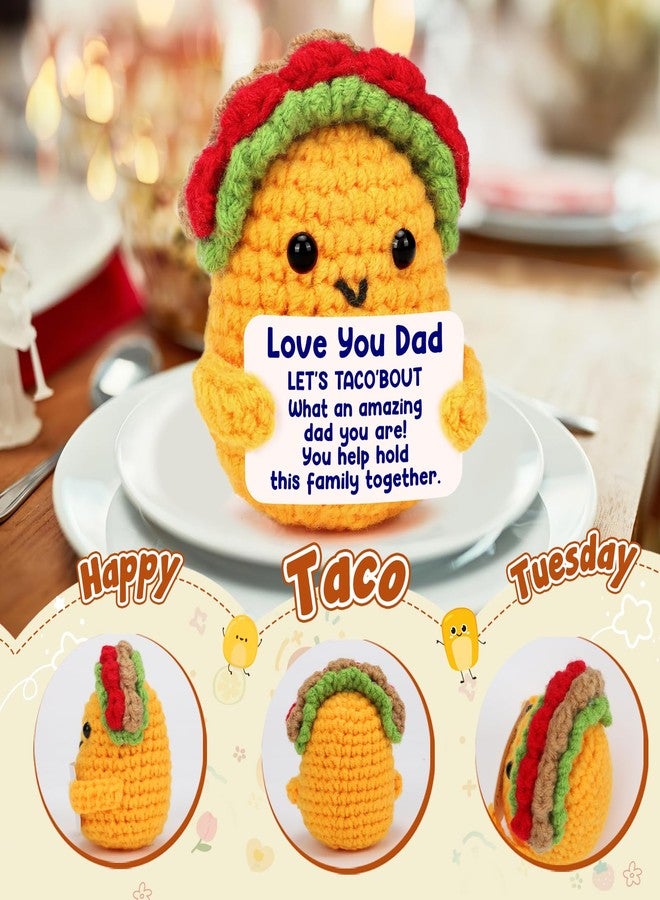 LuoHere Dad Birthday Gift from Daughter Son Happy Birthday I Love Best Dad Ever Gifts for New Single Step Dads Thank You Daddy Cool Funny Present Christmas Handmade Crochet Taco Gift - Image 5